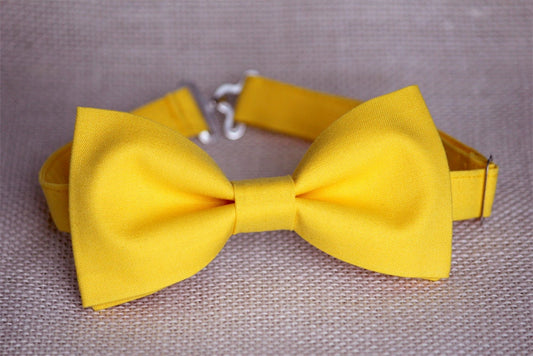 Yellow bow tie, pocket square, boys bow tie, summer bow tie, mens bowtie, groomsmen bow tie, yellow kids bow tie, sunshine yellow bow tie