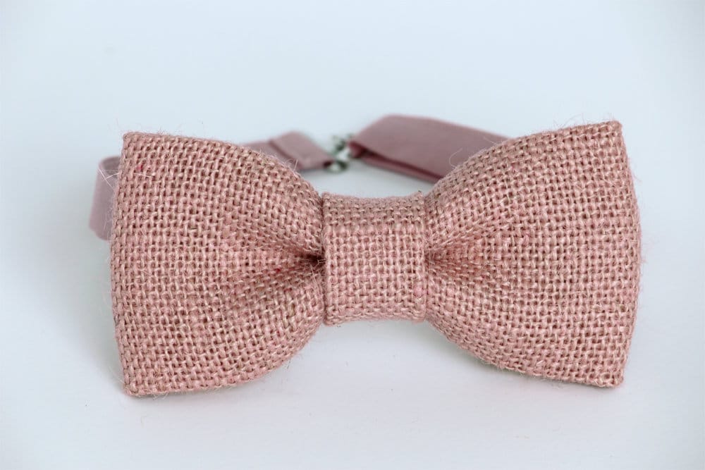 Dusty pink bow tie, burlap bow tie, blush pink burlap bow tie, rustic wedding bow tie, groomsmen bow tie, ringboy bow tie, grooms bow ties