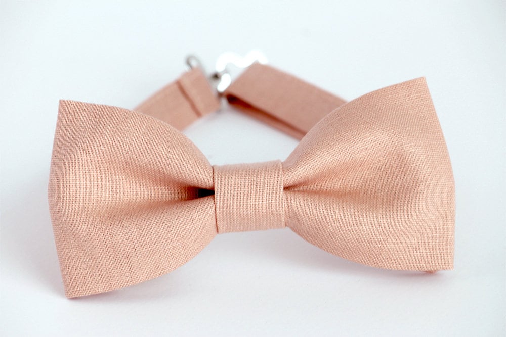 Dusty rose bow tie, pale rose linen bowtie, dusty pink wedding bow tie, grooms bow tie, boys bow tie, mens bow tie, rose quartz bow tie