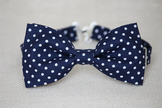 Navy white polka dot bow tie, navy bow tie, navy blue bow tie for boys, blue polka dot bow tie, ringboy bow tie, mens bow tie, kids bow tie