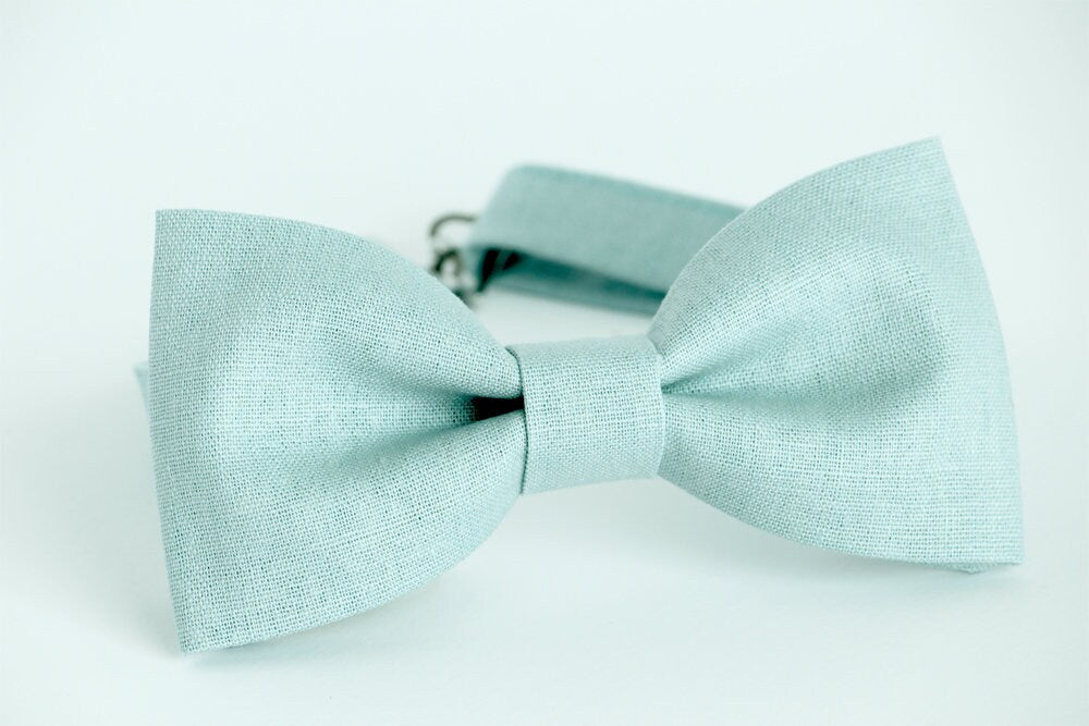 Dusty blue linen bow tie, men's wedding bow tie, grooms bow tie, ringboy bow tie, ring bearer, smoky blue bow tie, misty blue, kids bow tie