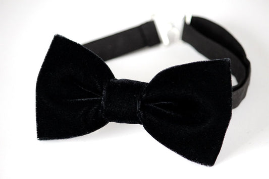 Black velvet bow tie, men's wedding bow tie, groom bow tie, luxury bow tie, Christmas bow tie, groomsmen ringbearer bow tie, kids bow tie