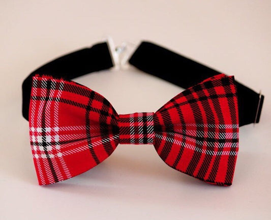 Red plaid bow tie, Christmas boy's bow tie, red bow tie, kids' bow tie, men's bow tie, pre-tied bow tie, clip-on bow tie, gift for him