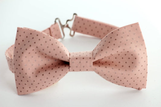 Blush polka dot bowtie, wedding bow tie, grooms bow tie, ringboy bow tie, ring bearer, boys bowties, men's bow tie, pink bow tie, dusty pink