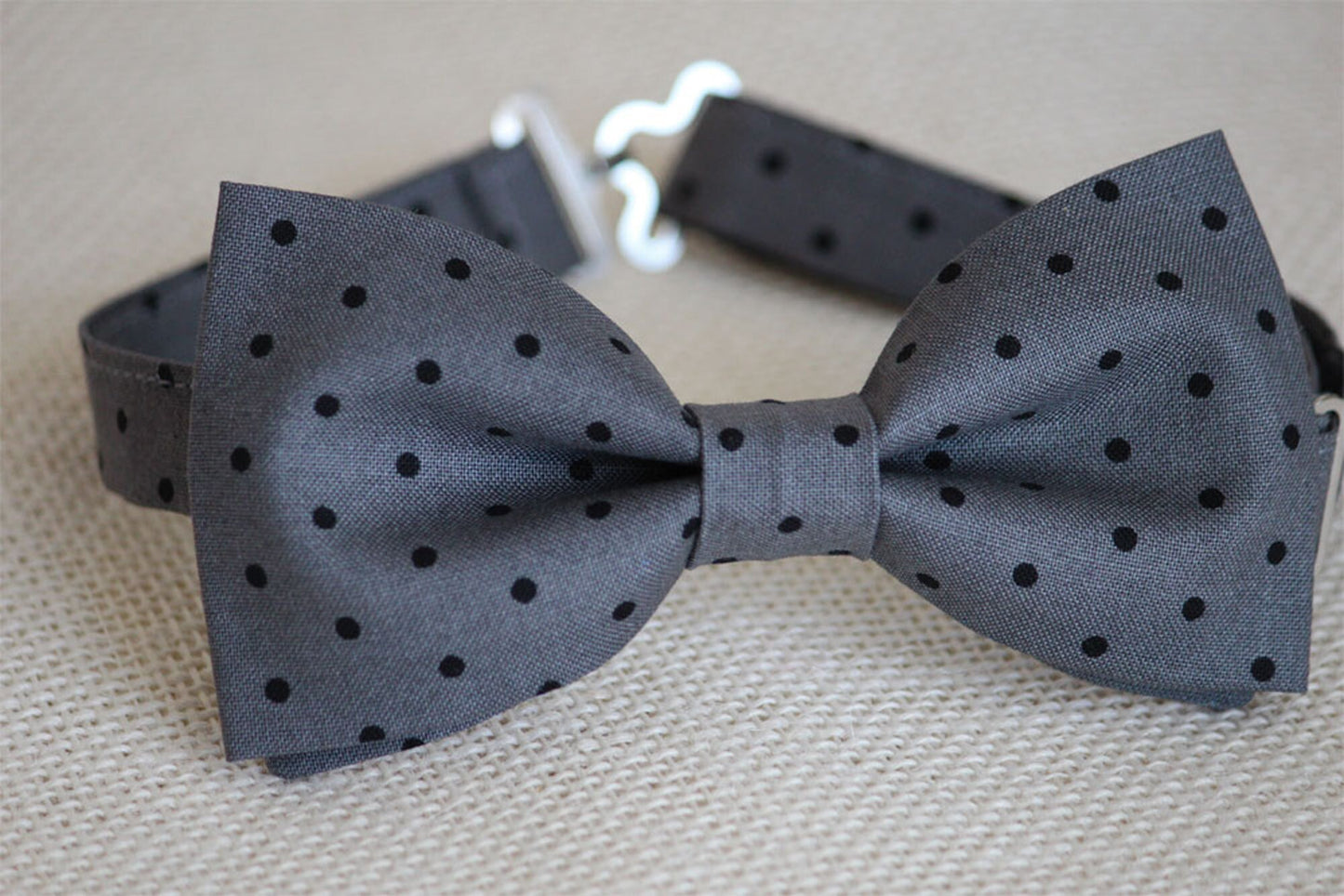 Grey black polka dots bow tie, charcoal bow tie, dark gray bow tie, wedding bow tie, boys, kids, mens bow tie, page boy outfit, ring bearer