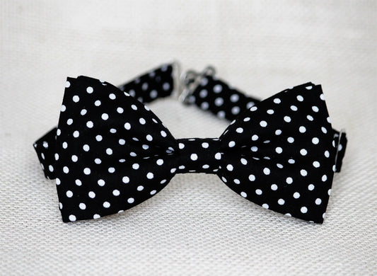 Black white polka dots bow tie, boys bow tie, kids, toddler, mens bow tie, ringboy bowtie, ring bearer bow tie, outfit bow tie, wedding tie