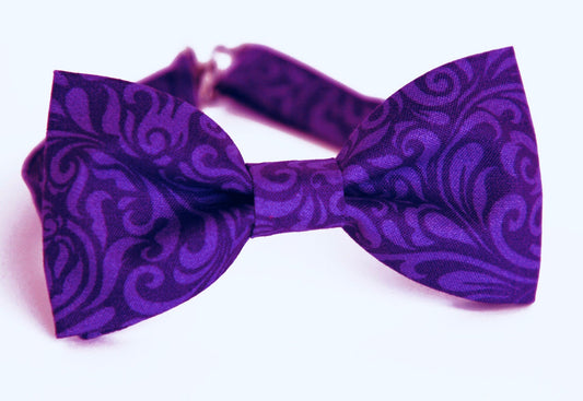 Purple scrolls bow tie, mens bow tie, purple floral bow tie, gift for him, boys, kids, toddler bowtie, Easter bow tie, wedding bow tie