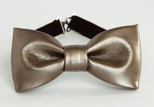 Bronze leather bow tie, faux leather mens bow tie, silver, grey leather bow tie, gift for him, unique gift, kids bow tie, toddler, boys