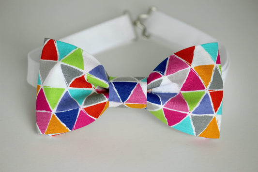 Triangles bow tie, geometric bowtie, colorful boys bow tie, mens bow tie, unique gift for him, bright kids bow tie, rainbow bow tie, prism