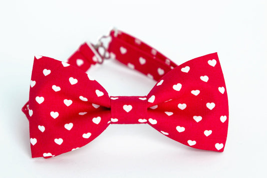 Red and white hearts bow tie, Valentine's Day bow tie, men bow tie, kids bow tie, boys bow tie, red bow tie, love bow tie, red suspenders