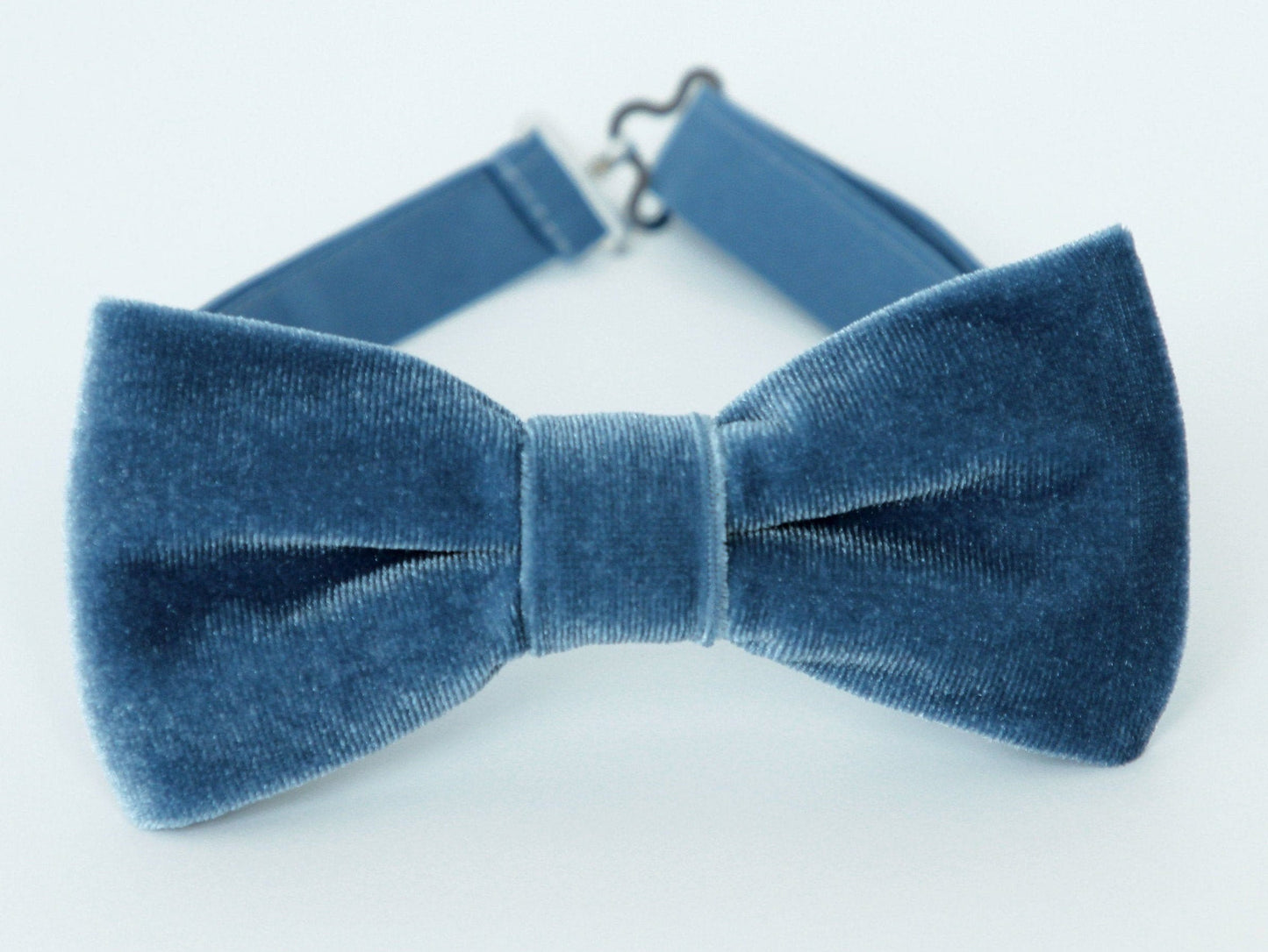 Dusty blue velvet bow tie, wedding bow tie, mens bow tie, grooms groomsmen bow tie, blue velvet bow tie, smoky blue bow tie, ring boy bowtie