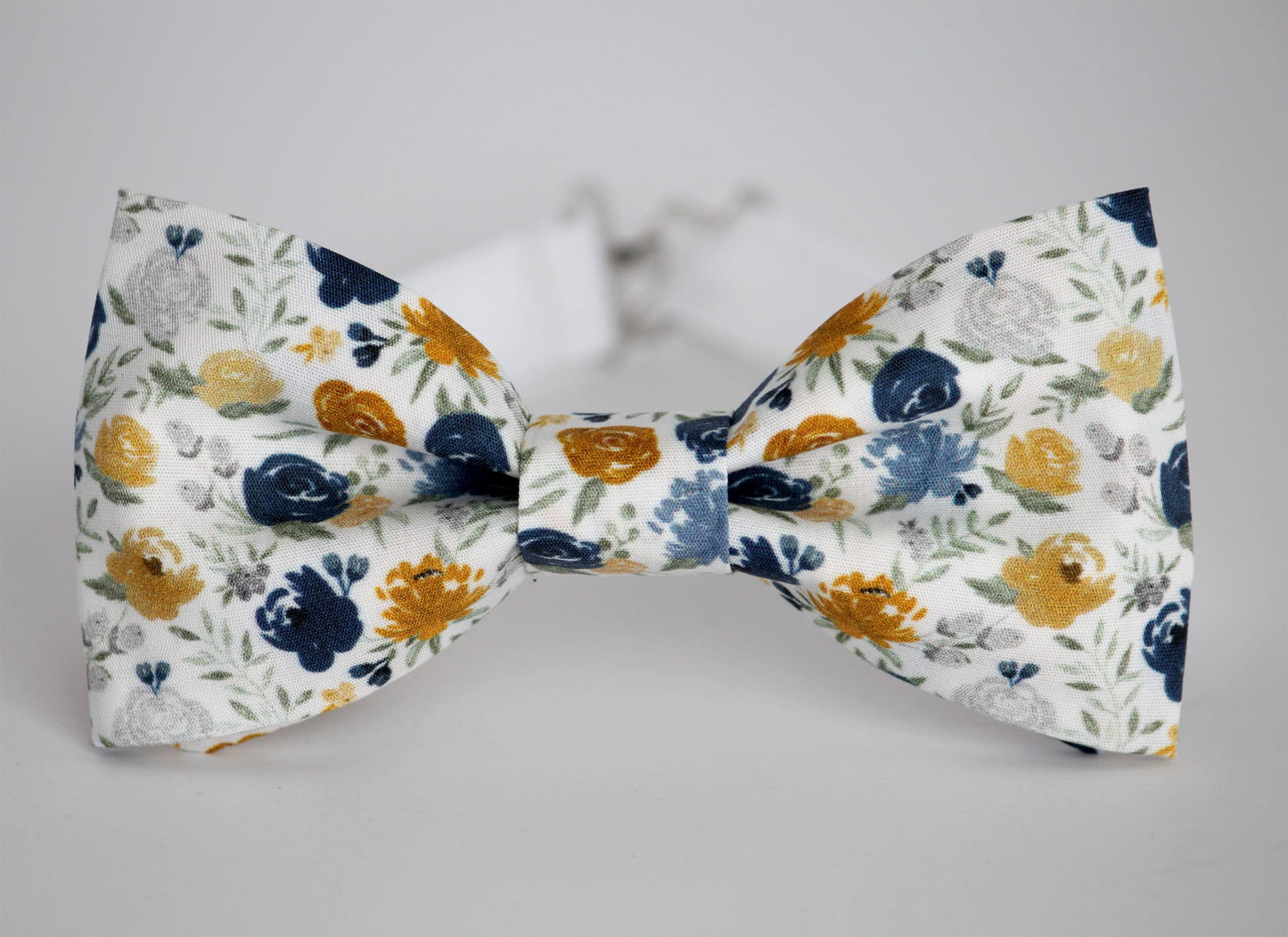 Blue gold floral bow tie, Navy mustard floral mens bow tie, yellow blue boys bow tie, flowers bow tie, wedding bow tie, fall bowtie