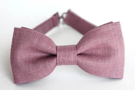 Mauve linen bow tie, mens wedding bow tie, dusty mauve bow tie, boys bowtie, kids bow tie, grooms mauve bow tie