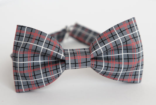 Grey and coral plaid bow tie, men grey bow tie, ring boy bowtie, grey bow tie, wedding bow tie, groom bow tie, bow tie for boys, fall tie