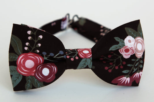 Black mauve floral bow tie, mens floral bow tie, wedding grooms bow tie, dusty pink flowers bowtie, gift for him, boys kids floral bowtie