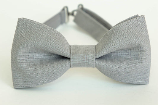 Grey bow tie,Gray bow tie, gray linen bow tie for men, kids bow tie, gray wedding, groomsmen bow tie, gray mens bow tie