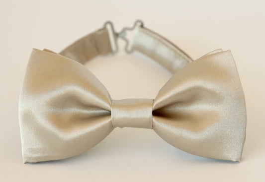 Champagne satin bow tie, champagne silky bowtie, mens wedding bow tie, kids boys bow tie, groomsmen bow tie, cream silky bow tie, ringboy