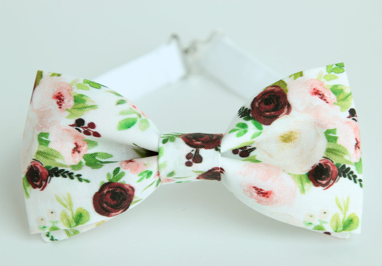 Rustic burgundy blush floral bow tie, mens wedding floral bow tie, boys kids ringboys bow tie, grooms floral bow tie, deep wine roses