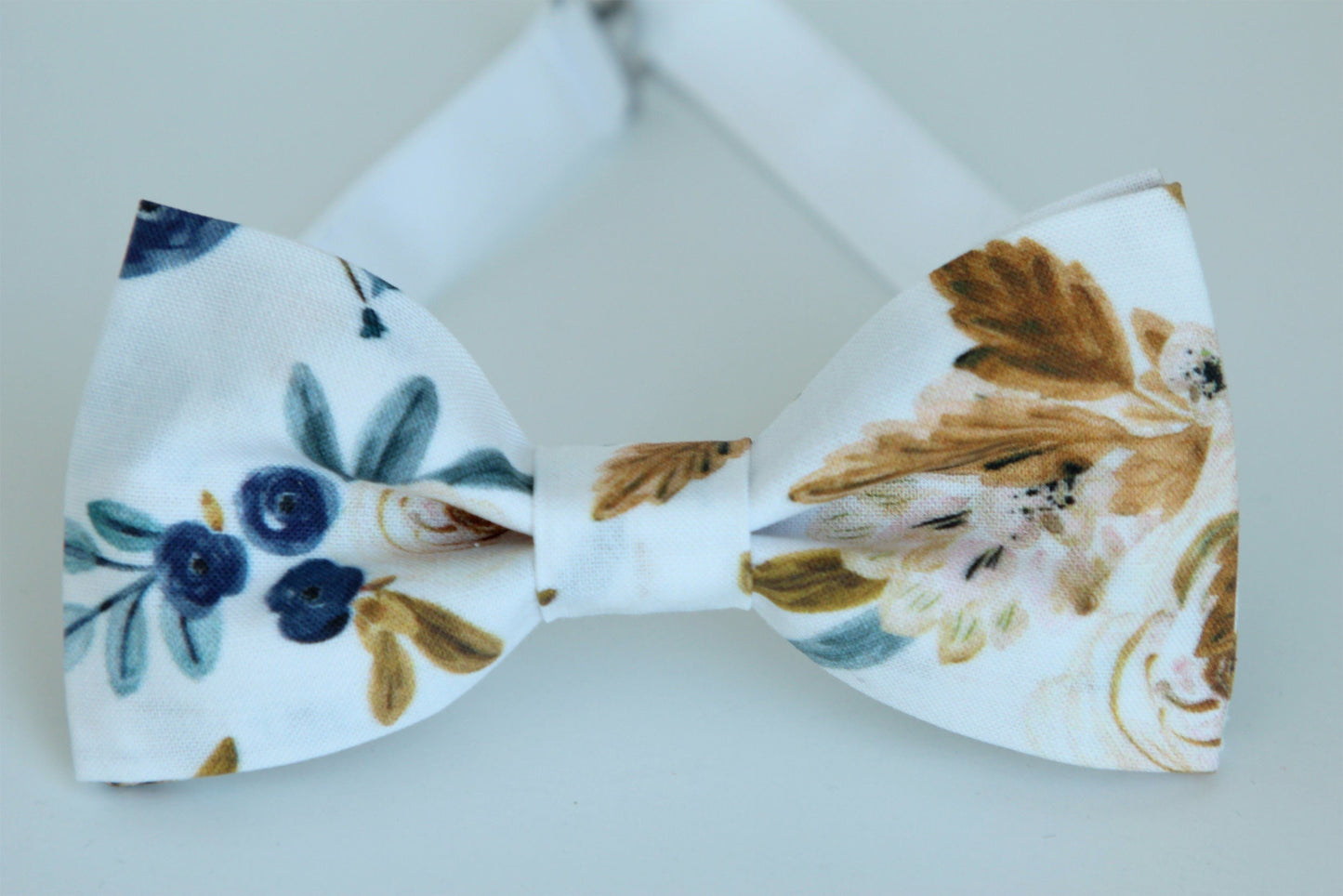 Blue and mustard floral bow tie, mens wedding floral bow tie, rustic wedding bow tie, boys kids bowtie with flowers, pocket square