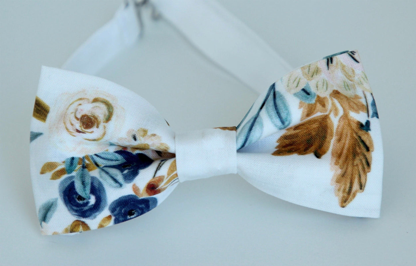 Blue and mustard floral bow tie, mens wedding floral bow tie, rustic wedding bow tie, boys kids bowtie with flowers, pocket square