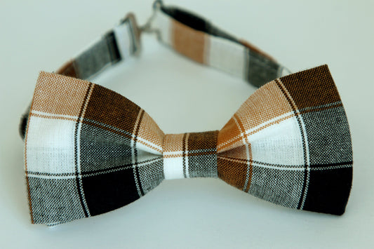 Brown black plaid bow tie, mens plaid bowtie, fall bow tie, gift for him, boys kids bow tie, Thanksgiving bow tie, autumn bow tie