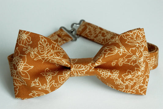 Mustard floral bow tie, mens bow tie, boys bow tie, fall bow tie, photo shoot outfit bowtie, wedding bow tie, groomsmen bow tie,ring boy bow